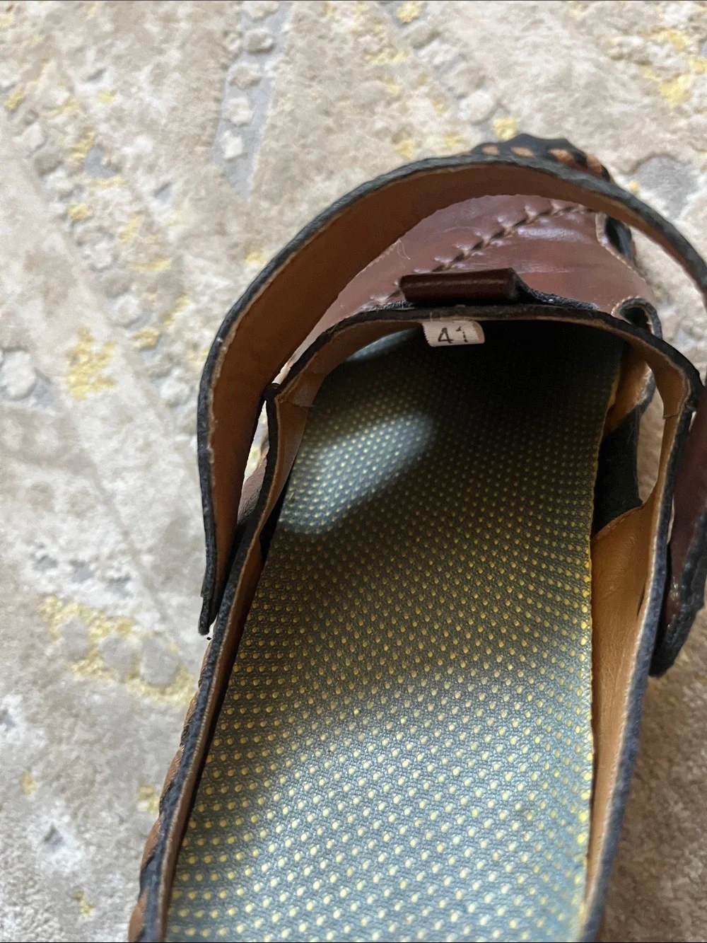 Men's Brown Faux Leather Closed-Toe Sandals Size 8 ( 41)